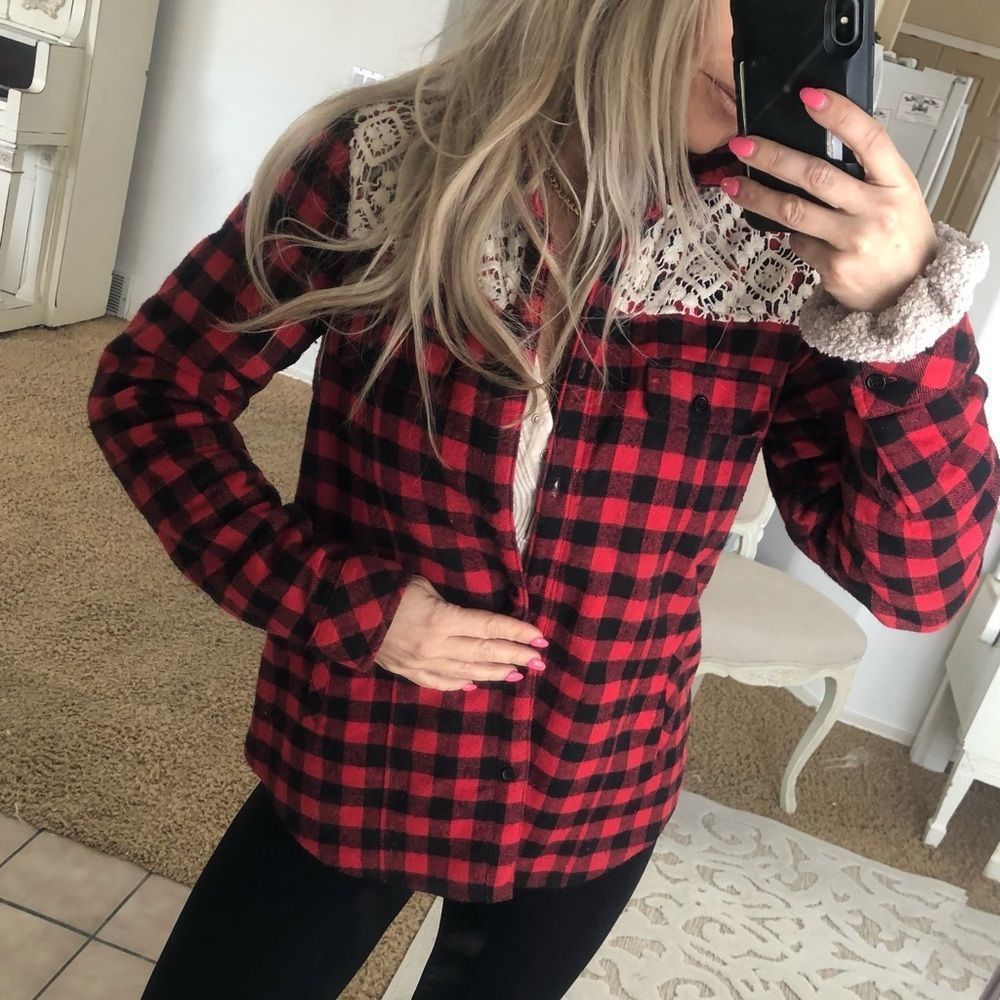 Sherpa Flannel Buffalo Print Jacket